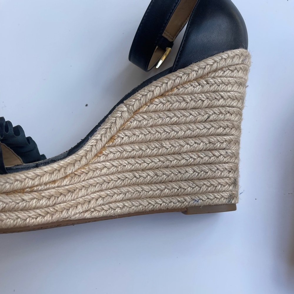 Michael Kors Black Bella Ruffle Wedge Espadrille Style - Picture 4 of 10